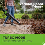 Greenworks 60V 450 CFM Cordless Leaf Blower, 2.0 Ah Battery and Rapid Charger