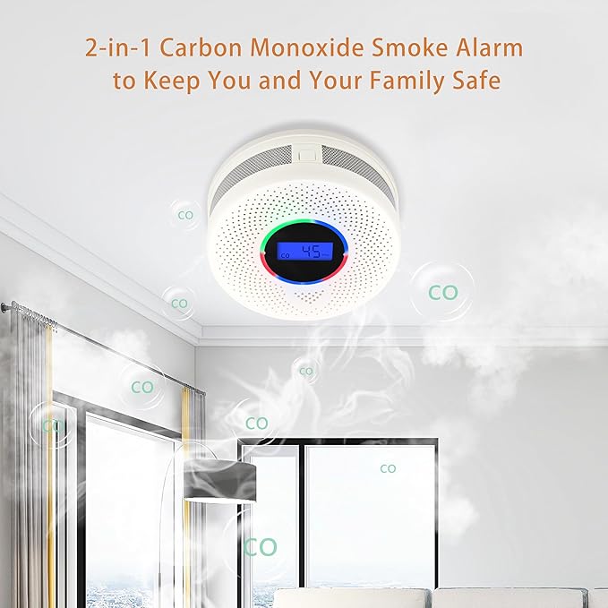 Kesymo 5Pack Upgraded Interlinked Smoke Carbon Monoxide Detector, Battery Powered&Wireless Interconnected Smoke and CO Alarm, Transmission Range of Over 820 ft (Includes Battery)