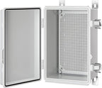 Gratury Junction Box, IP67 Waterproof Plastic Enclosure for Electrical Project, Hinged Grey Cover, Includes Mounting Plate and Wall Bracket (Grey Cover, 11.4"×7.5"×5.5")