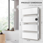 K&KALONZO Electric Towel Warmer, 18.35" W x 31" H Wall-Mounted Towel Heater with Built-in Timer, Waterproof Aluminum Towel Warmer for Bathroom, Support Plug-in and Hardwired, White, K4-R-W