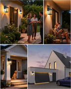 LTBLIGHT Motion Sensor Dusk to Dawn Outdoor Light, 4-Modes Adjustable Black Exterior Lighting Fixture, Waterproof Outside Wall Mount Lantern for Home, Entry, Backyard, Patio, 120V