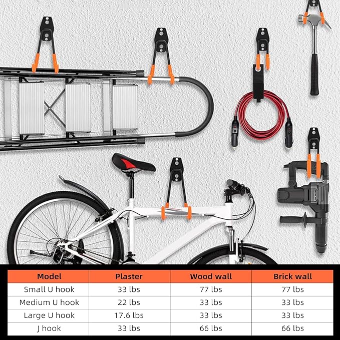 CRXCRC Garage Hooks, 6 Pack Small Round Wall Hooks for Hanging Heavy Duty Ladders, Bikes, Tools Ideal for Garage, Garden, Basement Utility Room Storage (Black)