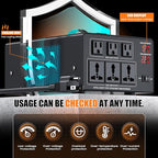 6000W Voltage Converter Transformer Step Up 110V/120V to220V/240V or Step Down 220V to 110V AC Power Converte, Circuit Breaker Protection, 3 US sockets, 3 Universal sockets, LCD Display