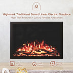 Modern Ember Highmark Traditional 38 Inch Built-in Smart Electric Fireplace Insert | Alexa/WiFi Enabled - Remote Included | Electric Firebox Heater with Multi-Color Flames | 1500W