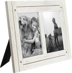 Americanflat Hinged 5x7 Double Picture Frame with 2 Photo Openings and Polished Glass - Distressed Wood Collage Picture Frames for Tabletop and Wall Display - Hampton Collection - Aspen White