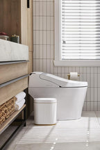 ELPHECO Automatic Motion Sensor Trash Can - 2 Gallon Slimline for Bathroom, Bedroom, Kitchen, Office - White with Gold Trim