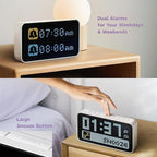 Dekala PixelRise Smart Alarm Clock for Bedroom,Pixel Art LED Dot Matrix Display, Weather Temperature Animation, Loud Dual Alarm for Heavy Sleeper, Sleep White Noise, WiFi Weather & Time Sync, App