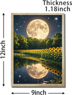 URVIP LED Glowing Photo Frame, 3D Starry-Sky Blue Moon Wall Art, 9x12 Inches Dimmable Light Up Light Painting for Bedroom, Unique Aesthetic Decor, Great Birthday Gift for Women Men