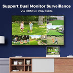 【Human Tracking+330° View】 Hiseeu 4K PoE Security Camera System,All-in-one 12" Monitor,8Pcs 5MP PoE PTZ Security Cameras for Home Security Outdoor,2-Way Audio,Color Night Vision,16CH Expandable