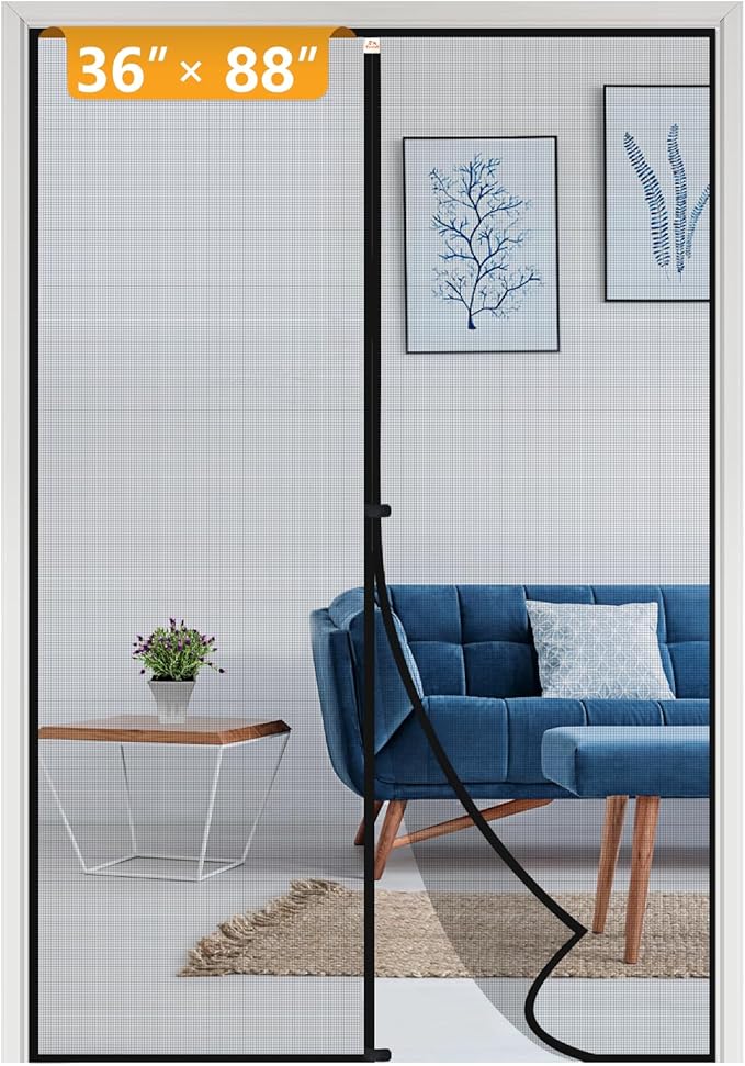 yotache Screen Doors with Magnets Fits Door Size 36 x 88, Screen Size 38" x 89" Heavy Duty Screen Door Enjoy Fresh Air Black