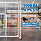 koretech Grid Wall Panels with Wheels, 4 x 5.5Ft Gridwall Panel Display Stand, Sturdy Art Display Panels, Grid Display Stand, White