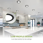 ASD 6 Pack LED Recessed Lighting 6 Inch 15W, 5 CCT 2700K-5000K CRI90+, IC Rated Ultra Thin Dimmable Ceiling Lights with J Box, Canless Wafer Downlight, Round Slim Panel Light, UL Energy Star, Black