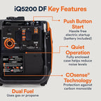 Generac 5,200-Watt Dual-Fuel Portable Inverter Generator - Gas and Propane Compatible - Quiet Operation - Produces Clean, Stable Power - Great for Home Backup, Camping, and RV Use