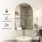 24x36 Inch Arch Bathroom Mirror Medicine,Cabinet,Brushed Silver Wall Mounted Bathroom Mirror with Storage,Adjustable Glass Shelves,Surface Mount Only,Mirrored Medicine Cabinets for Bathroom