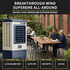 Landeagle 56″ Swamp Cooler Air Conditioner, 8979CFM Portable Evaporative Coolers with 35.5 Gal Tank,120°Oscillation, Outdoor Cooling Fan with Continuous Auto Fill for Patio Garage Industry Commercial