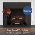 Country Living 23 inch Electric Log Set | Crackling Sound | 1000 Sq Ft Heater | Faux Logs Insert with Infrared Flames for Existing Fireplaces | Remote Control Included
