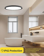 4Pack 12 Inch Remote Control Dimmable LED Flush Mount Ceiling Light Panel,24W 2520LM,2700K-6000K Adjustable Color,Ultra Thin Round Black Ceiling Light Fixture for Hallway Kitchen Bedroom Home Office