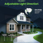 ALUSSO Motion Sensor Outdoor Lights, 30W 3500LM Flood Lights Outdoor, 3 Modes (Dusk to Dawn/Auto/On Time), 3CCT 3000K/4000K/6500K Waterproof Hardwired ETL Listed, Porch Garage Flood Light, White 2PCS
