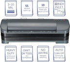 SINCHI 13-Inch Thermal Laminator & Foil Applicator, 3–10 Mil, 4-Roller, 55s Warm-Up, 18 seconds/page, Auto Shutoff, Commercial-Grade Laminating Machine with 10 Pouches for Office, School, Crafts & DIY