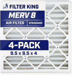 Filter King 9.5x9.5x4 Air Filter | 4-PACK | MERV 8 HVAC Pleated A/C Furnace Filters | MADE IN USA | Actual Size: 9.5 x 9.5 x 3.75"