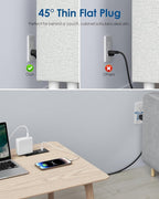 Recessed Power Strip Fast Charging Station 2 PD 65W USB C, Flush Mount Countertop Drawer Outlet, Furniture Hidden Charging Station for Side Table, End Table,2 AC Outlets (Black, 6 FT Cable)