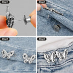 TOOVREN Pant Waist Tightener - No Sew, No Tools Jeans Button Tightener - Adjustable Buttons for Loose Jeans - 4 Sets