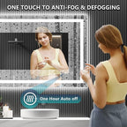 YEELAIT 48x36 Inch LED Bathroom Mirror with Lights Front and Backlit Lighted Vanity Mirror for Bathroom Wall with 3 Colors Dimmable Anti-Fog Memory Shatter-Proof IP54 Waterproof Horizontal/Vertical