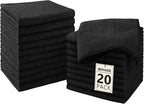 UNIMADE Washcloths - 20 Pack - Face Towels (12" x 12"), Highly Soft Wash Cloths and Hand Towels, Fast Drying Multi-Purpose Microfiber Cleansing Cloths for Bathroom, Hotel, Spa, and Salon - Black