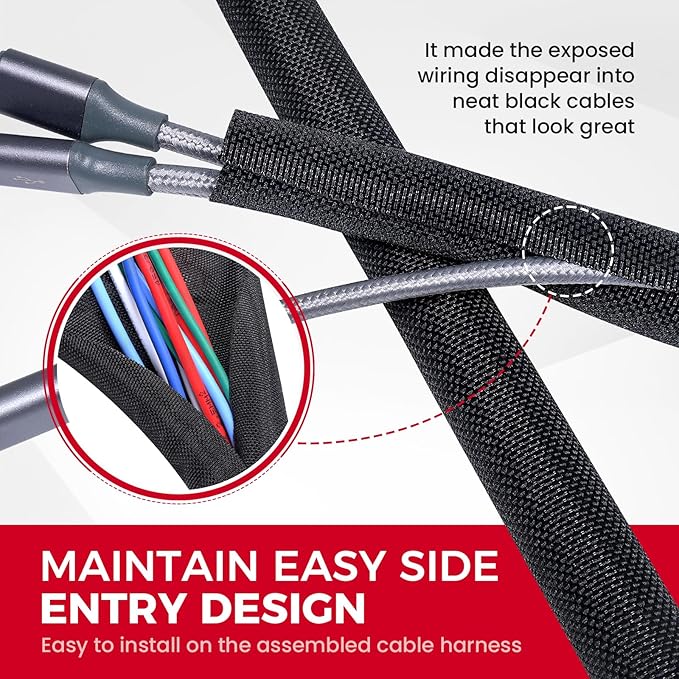 Automotive Wire Sheathing Split Wire Loom Braided Mesh Woven Cable Sleeve for Wires/Cable Cord Protector (5/16" - 22 Feet)