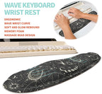 KUOSGM 2-in-1 Ergonomic Set, Wave Rise Keyboard Wrist Rest and Massage Bulge Slope Mouse Pad Wrist Support, Cushion Memory Foam Integrated to Relieve Wrist Pain, Constellation