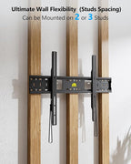 FORGING MOUNT Heavy Duty Fixed TV Wall Mount Holds up to 275Lbs for 55-120 inch TVs 3-Stud Low Profile TV Mount Ultra Slim Universal Bracket Fits 16"/18"/24" Studs MAX VESA 900x600mm- Easy DIY Install