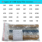 Nodehawk Electronic Component Kit -Total 1800 Pcs, LED Diodes, Resistors, Capacitors, Ceramic Capacitors, Transistors, Diodes - for DIY Projects, Electronics Hobbyists