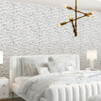 LEVOWAY 33 Pack 3D Wall Panels for Interior Wall Decor, 12''x12'' White Marble Accent Textured Wall Panels for Living Room, Gaming Room, TV Background, Cover 32 Sq.Ft