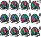 LED Par Lights 36 LED Stage Lights 7 Modes RGB DJ Light with Sound Activated Remote and DMX Control DJ Uplighting for Birthday Party Events Wedding Christmas Stage Lighting (12 Packs)