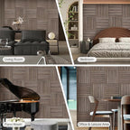 ARMURO Wood Slat Wall Panel - 4 PCS Walnut Wood Panels for Wall, Natural Wood Veneer Acoustic Slat Wood Wall Panels - Wood Slats for Wall Soundproof Wood Panels 23.6" W x 23.6" L