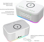 Bluetooth Alarm Clock Radio Bedroom, Digital Dual Alarm Clock Bedroom, Up to 10 Alarms Clock Night Light Speaker App/Button Control FM Charge Snooze Adjustable Brightness Dim 12/24H, White