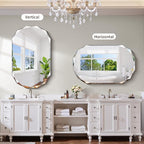 GLASHOM Frameless Bathroom Mirror, 30x48 inch Beveled Bathroom Mirror Wall Mounted, Modern Frameless Mirror for Bathroom, Living Room, Entryway Mirror Horizontal or Vertical