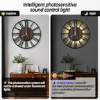 LEIKE Large Wall Clocks with Night Light Battery Operated,Silent Non Ticking,Rustic Modern Big Wood Clock for Living Room, Bedroom,Kitchen,Farmhouse,Office,Home Decor-24 Inch(Roman Numerals)