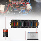 RED WOLF Car 10 Way Fuse Block Blade Fuse Box Standard Circuit Fuses Holder Fit Car Trailer Truck SUV Boat Marine Auto RV Power Distribution Panel Damp-Proof Cover DC 10-32V