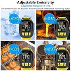 Infrared Thermometer Temperature Gun, TEMIRUP Non-Contact Digital IR Laser Temp Gun -58°F to 1472°F, K-Type Probe -40°F~1202°F, for Cooking, Pizza Oven, BBQ, HVAC, Home & Industrial