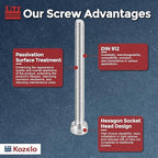 Kozelo 25pcs Socket Head Cap Screws - [M4-0.7 x 45mm] 304 Stainless Steel Allen Socket Drive for Electrical Motor 3D Printing Fan Engine Replacement Use, Silver