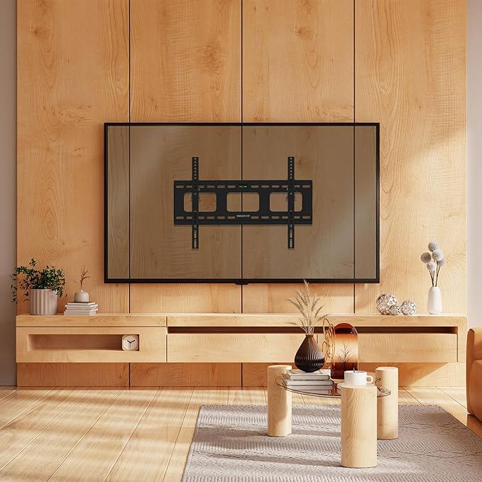 Mount-It Low-Profile Tilting TV Wall Mount Bracket for 32-60 inch LCD, LED, OLED, 4K or Plasma Flat Screen TVs - 175 lbs Capacity, 1.5 Inch Profile, Max VESA 600x400 (MI-318B), Black, 60