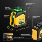PREXISO 360° Laser Level with Tripod, 100Ft Dual Power Self Leveling Cross Line Laser- Wide Angle Vertical Line for Construction, Floor Tile, Renovation with Magnetic Base, Wall Panel Stand, Carry Bag
