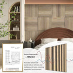 ARMURO Acoustic Wood Panels for Wall 4-Pack - Natural Oak Veneer Soundproof Panels for Home & Office, 23.6" Wood Wall Panels with Noise Reduction (23.6" W x 23.6" L)