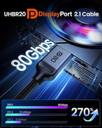 Silkland 80Gbps DisplayPort Cable 2.1 16.5FT/5M, [16K@60Hz, 8K@240Hz, 4K@540Hz 360Hz 240Hz] DP 2.1 Cable 16K, DP80 HDR DSC Display Port Cord Compatible FreeSync G-Sync Gaming Monitor 5090 7900XTX