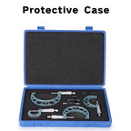 REXBETI 4Pcs Outside Micrometer Set, 0-4" Machinist Micrometer, Ultra-Precision Carbide Tipped Measuring Tool Set, 0.001" Graduation, +/-0.0001" Accuracy, Protective Case
