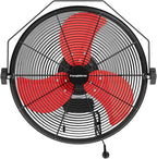 Fanqiebros 4580 CFM 18 inch High Velocity Wall Mounted Fan, 3-Speed Metal Fan with Sealed Motor, 360 Degree Tliting Heavy Duty Wall Fan for Patio, Barn, Garage, and Gazebo - UL listed