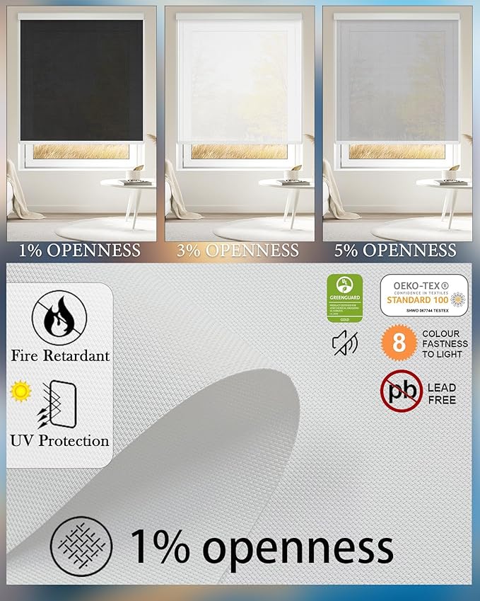 COOLWINDS Motorized Blinds with Remote Cordless Automatic Motorized Shades Custom Blinds for Windows Smart Curtains Compatible with Alexa Google Home(Solar White,W53 x H72in)