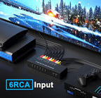 RuiPuo 6Port AV to HDMI Converter RCA/Composite/CVBS Adapter Support 16:9/4:3 Switch for Wii/N64/PS1/PS2/PS3/VHS/VCR/DVD Players etc (6Port RCA in to 1 HDMI Converter with IR Remote)