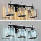 FDPBY Black Bathroom Vanity Lights Crystal Vanity Light Bathroom Lighting Fixtures 3 Light Modern Vanity Lighting Fixtures
